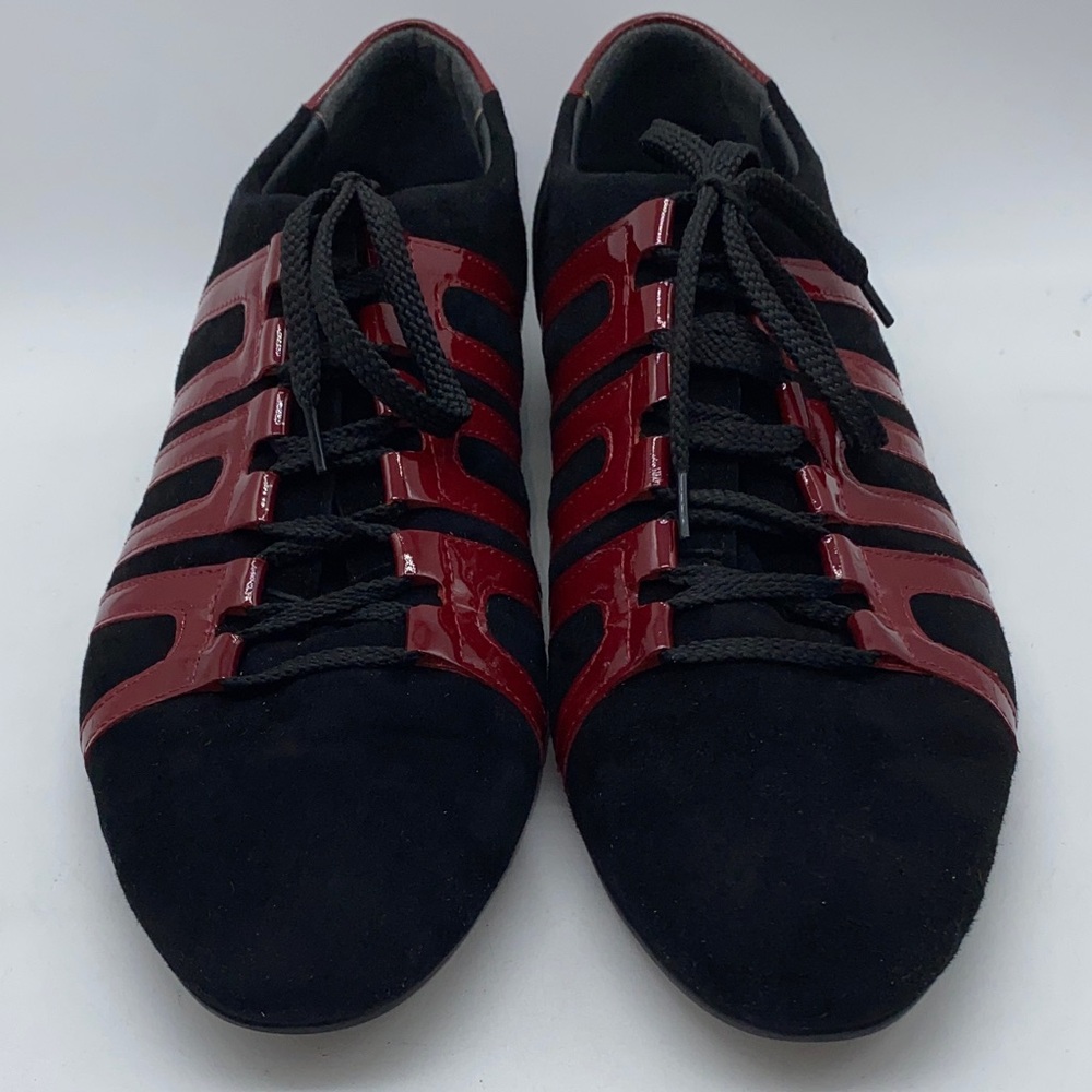 Evolution Black and Red Men's Suede Lace Up Dress Shoes Size 45 EU (11.5-12 US)